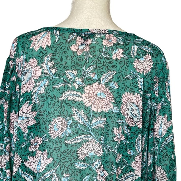 Torrid Women’s Chiffon Lurex Floral Print Plus Size 3X Button-Up Green - Picture 9 of 12